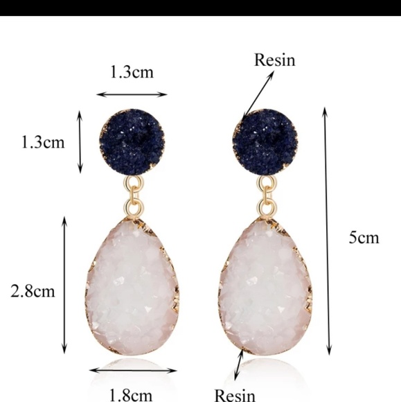 Druzy aguta drusy earring blue turquoise - Picture 6 of 7